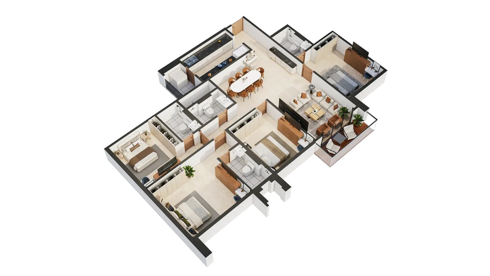Isometric apartment plan