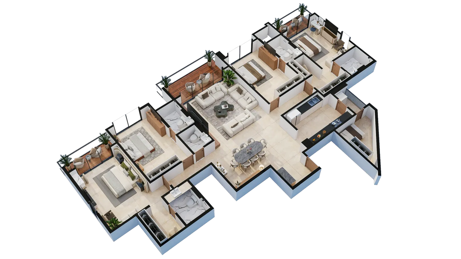Isometric apartment plan