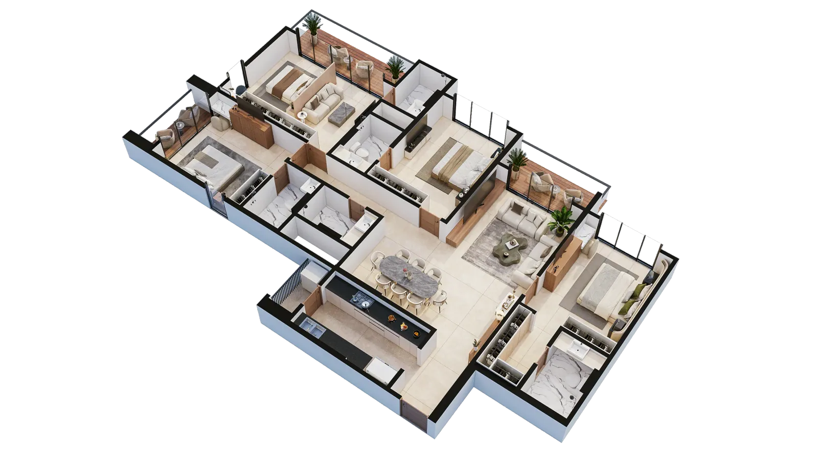 Isometric apartment plan
