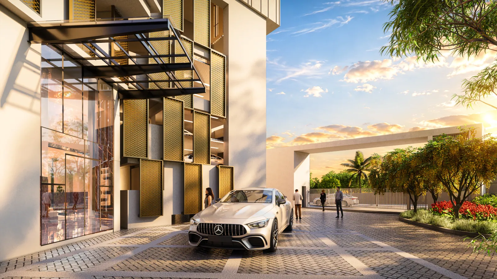 Drop-off porch, Ghatkopar residential towers