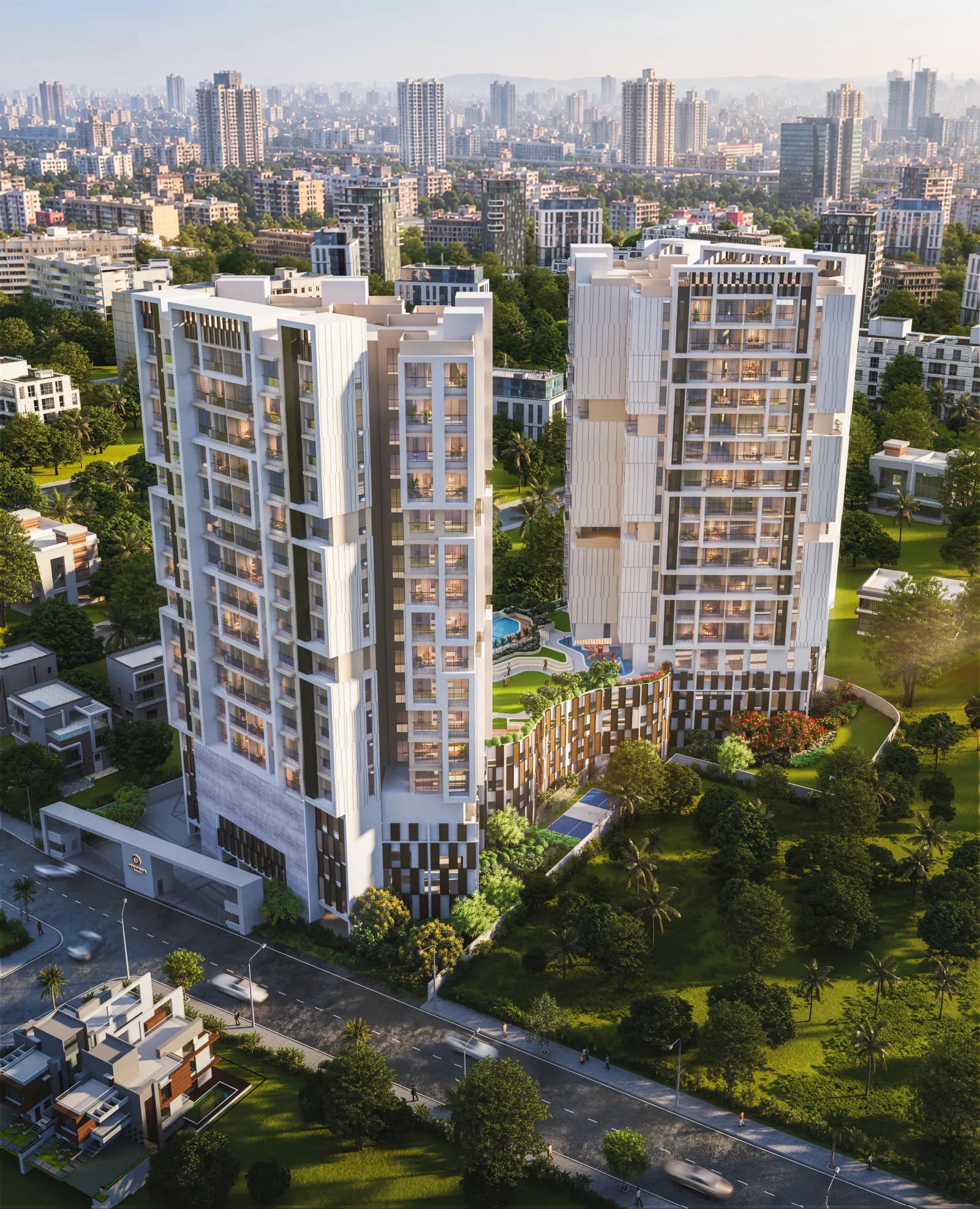 Aerial view of the Ghatkopar residential towers